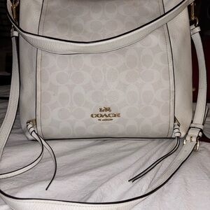 Coach Ivory Shoulder Bag with Gold Accents